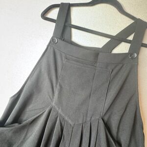 Halara Adjustable Strap Button Overalls Women's XL Black Stretchy Wide Leg Boho